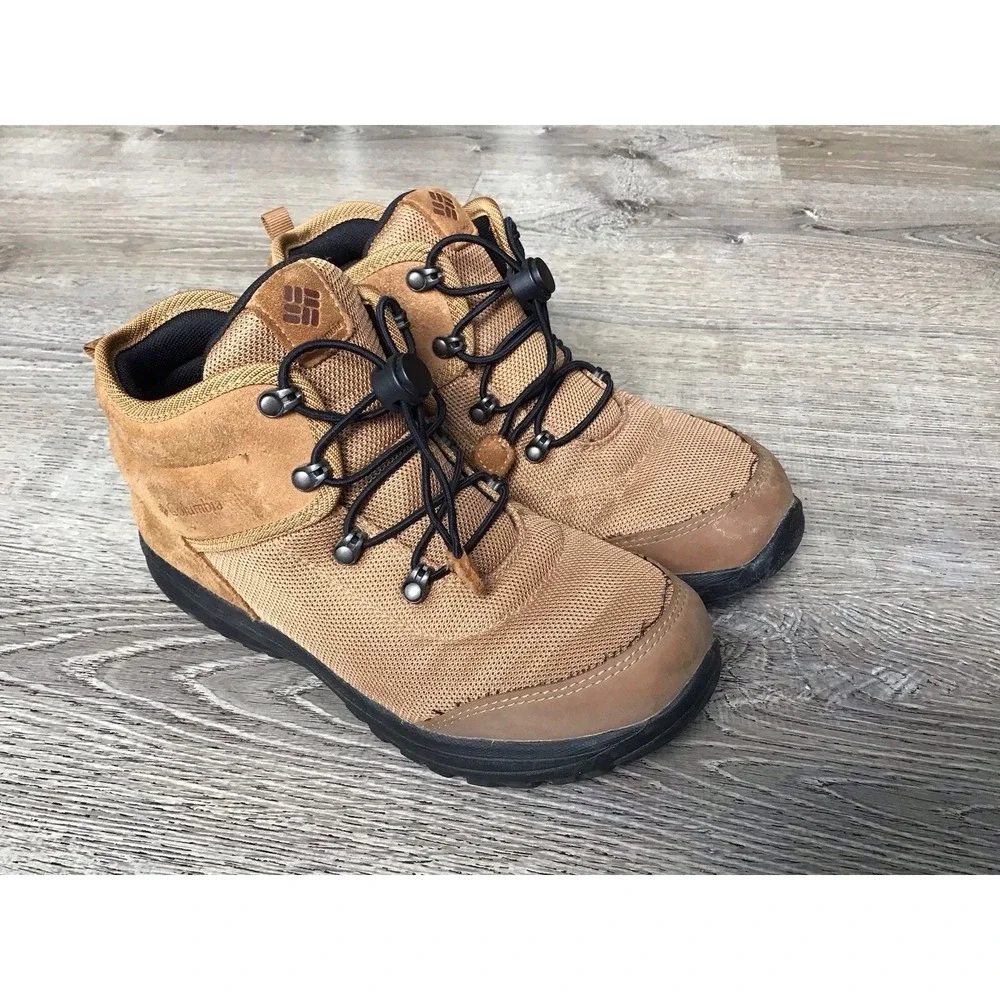 Columbia Kids Size 6 Youth Fairbanks Tan Mid Boots Shoes Waterproof BY7333-286